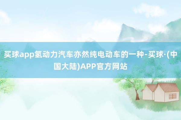 买球app氢动力汽车亦然纯电动车的一种-买球·(中国大陆)APP官方网站