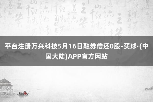 平台注册万兴科技5月16日融券偿还0股-买球·(中国大陆)APP官方网站