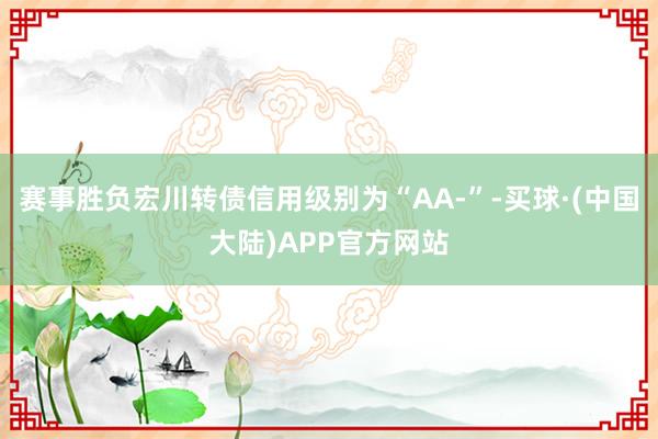 赛事胜负宏川转债信用级别为“AA-”-买球·(中国大陆)APP官方网站