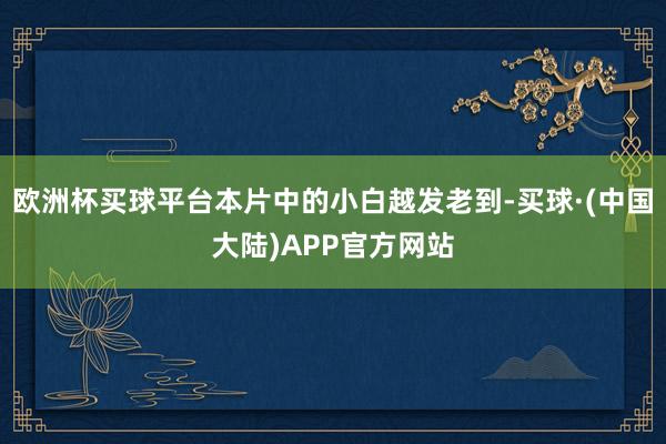 欧洲杯买球平台本片中的小白越发老到-买球·(中国大陆)APP官方网站