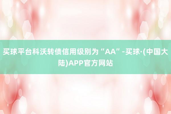 买球平台科沃转债信用级别为“AA”-买球·(中国大陆)APP官方网站