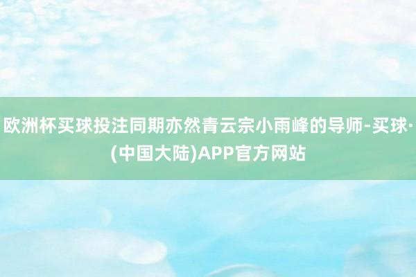 欧洲杯买球投注同期亦然青云宗小雨峰的导师-买球·(中国大陆)APP官方网站