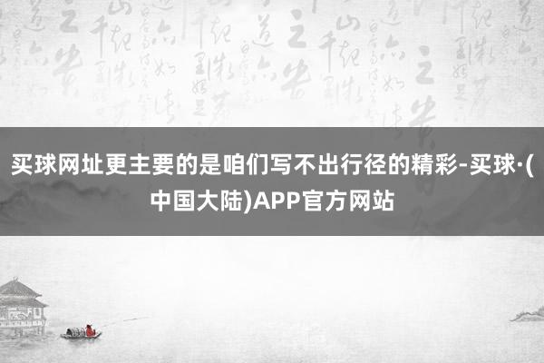 买球网址更主要的是咱们写不出行径的精彩-买球·(中国大陆)APP官方网站